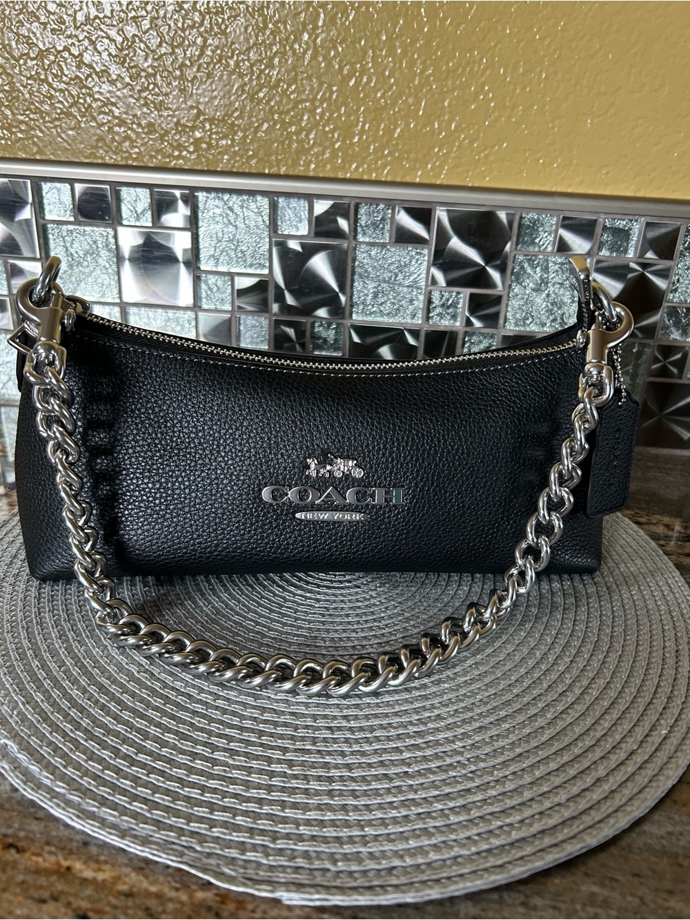 Coach Cross Body Zip Pouch with Silver Logo